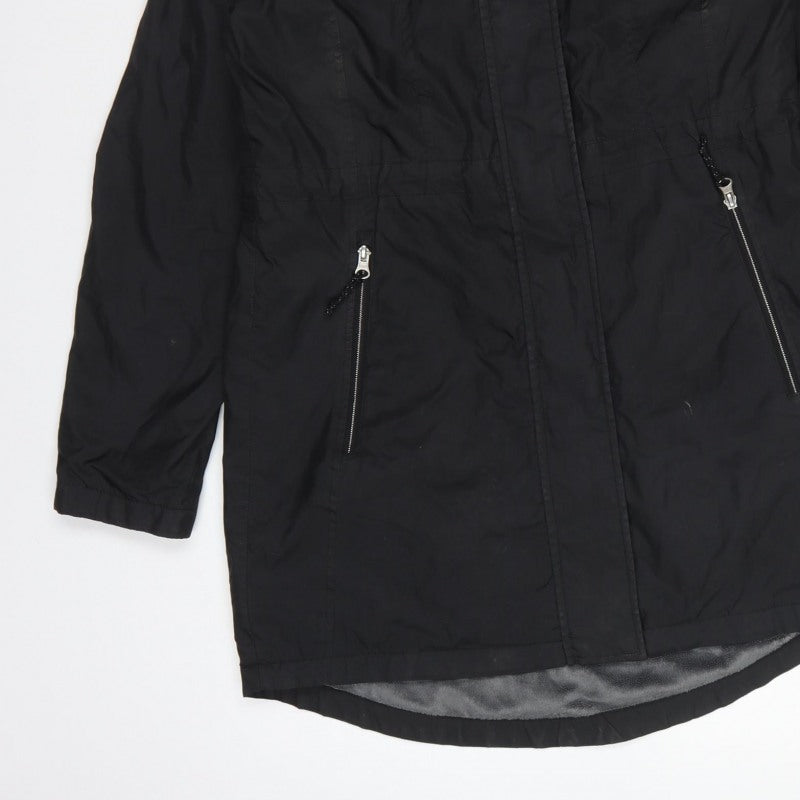 Free Country Women’s Black S Hooded Long Parka Coat Fleece Lined