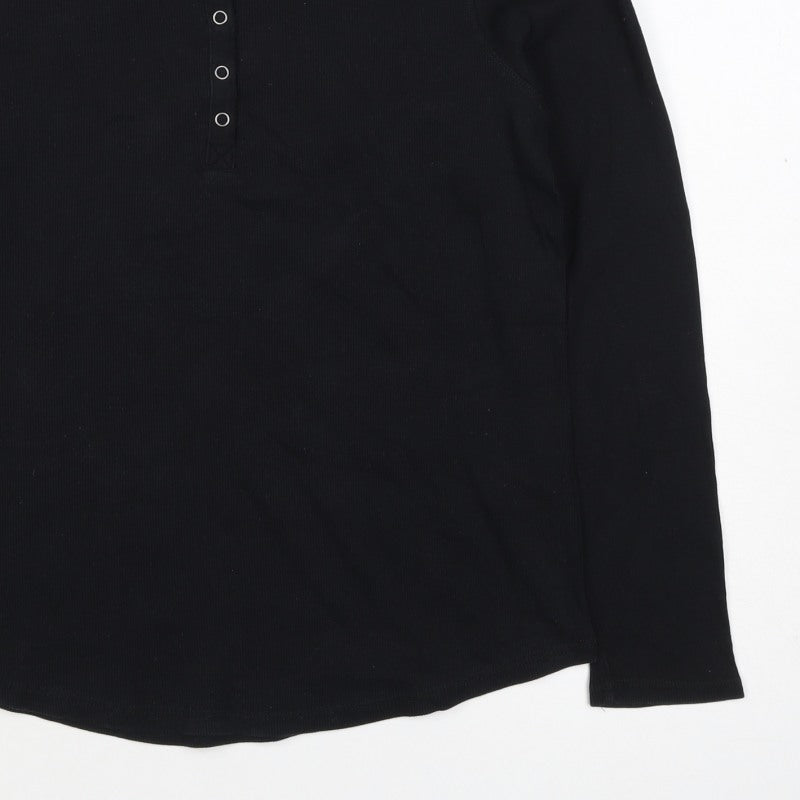 Marks and Spencer Women’s Black UK 16 Henley Long Sleeve Jersey Top