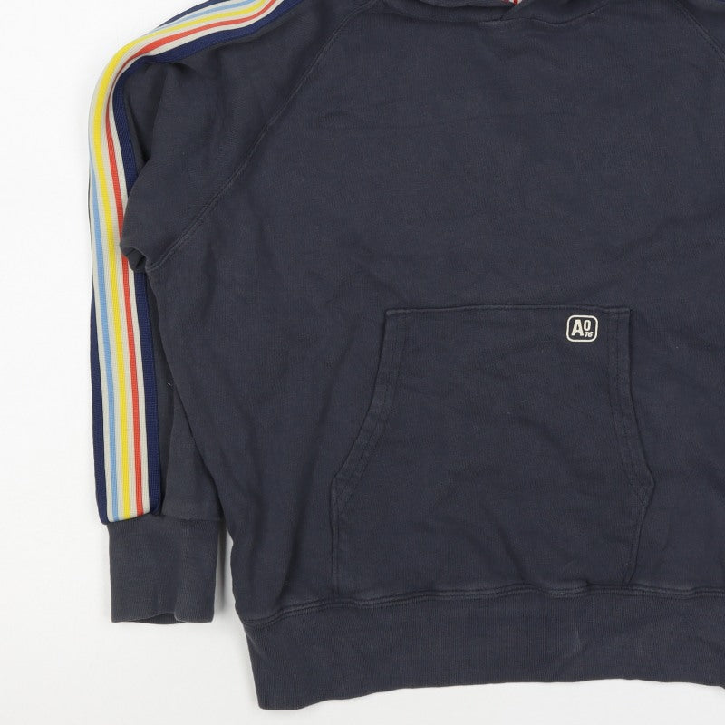 American Outfitters Women Blue Size 12 Striped Sleeve Pullover Hoodie