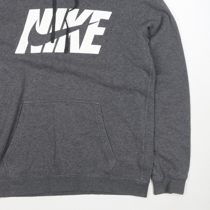 Nike Men's Grey M Logo Pullover Hooded Fleece Sweatshirt