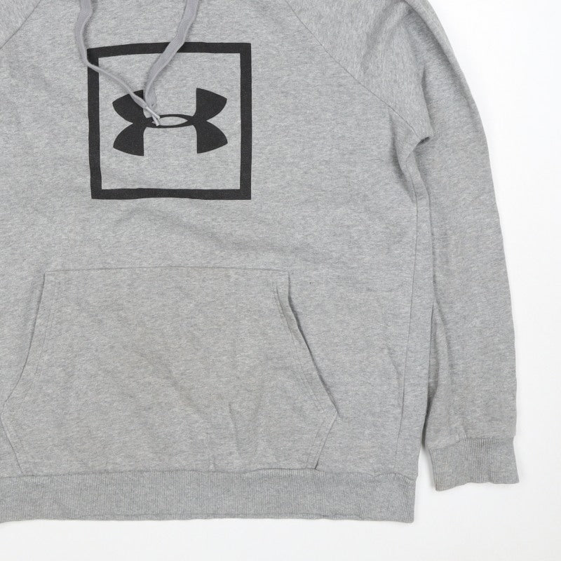 Under Armour Men Grey L Pullover Hoodie Logo Fleece Sports