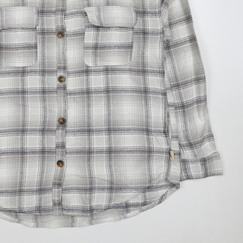 Hollister Men Grey M Plaid Flannel Button-Up Long Sleeve Shirt