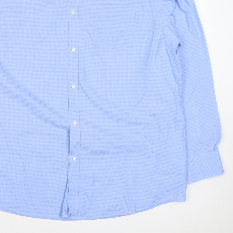 Debenhams Collection Unisex Blue 18 Classic Fit Herringbone Button-Up Shirt