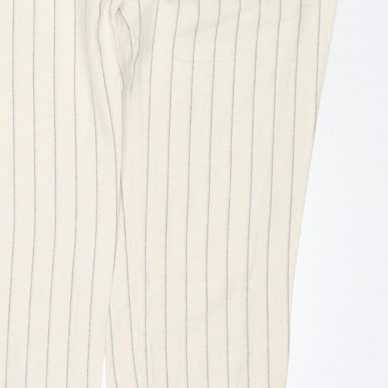 ASOS Women Ivory Pinstripe Wide Leg Dress Trousers UK 8