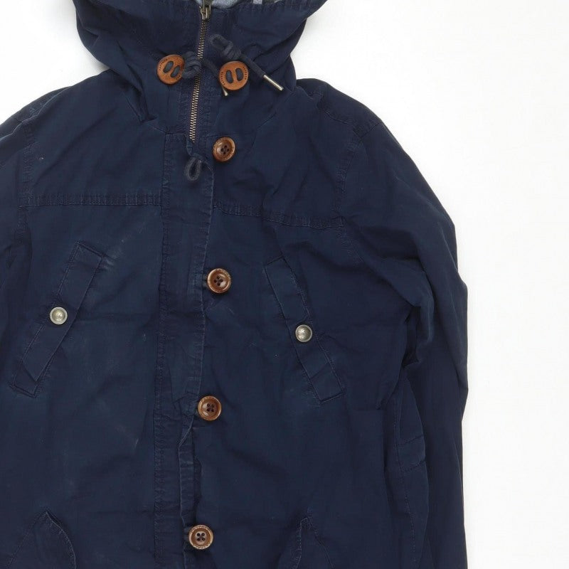 FatFace Teens Navy UK 8 Hooded Parka Coat Button Zip