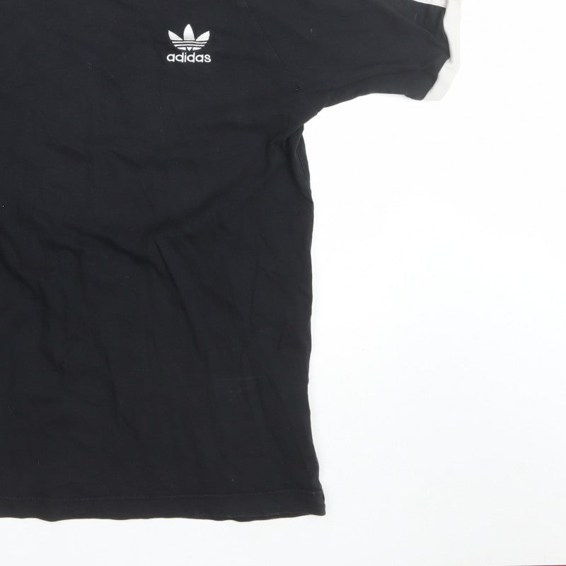 adidas Men's Black White M 3-Stripes Trefoil Short Sleeve T-Shirt