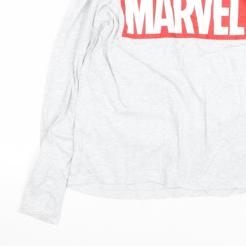 Marvel Men’s Grey Long Sleeve Pyjama Top Size S Logo Graphic