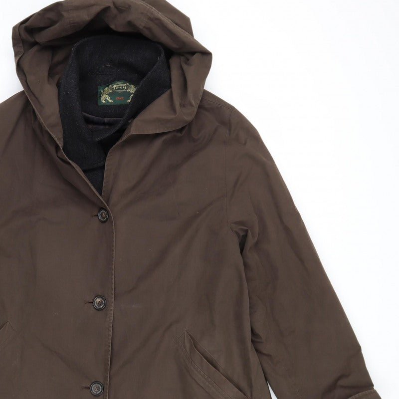 Loden Frey Men's Brown Size 52 Hooded Parka Coat Lined Button Winter