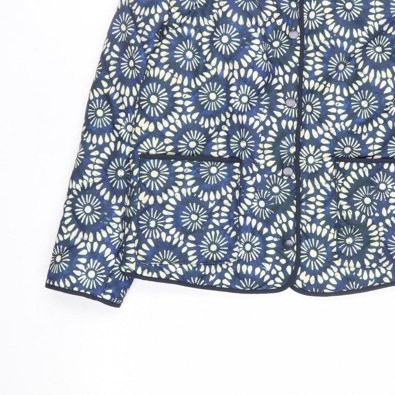 Roman Petite Women’s Blue Floral Padded Jacket UK 8 Collarless