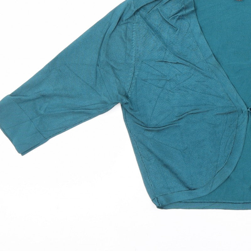 Phase Eight Women’s Blue V-Neck 3/4 Sleeve Open Cardigan Size 10