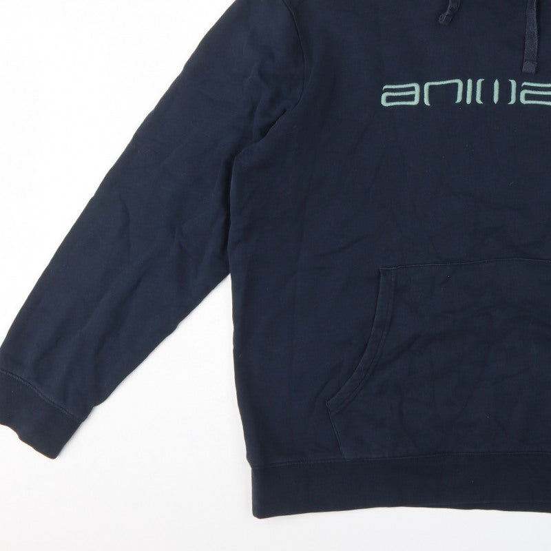 Animal Men’s Blue XL Pullover Hoodie Embroidered Logo Organic Cotton
