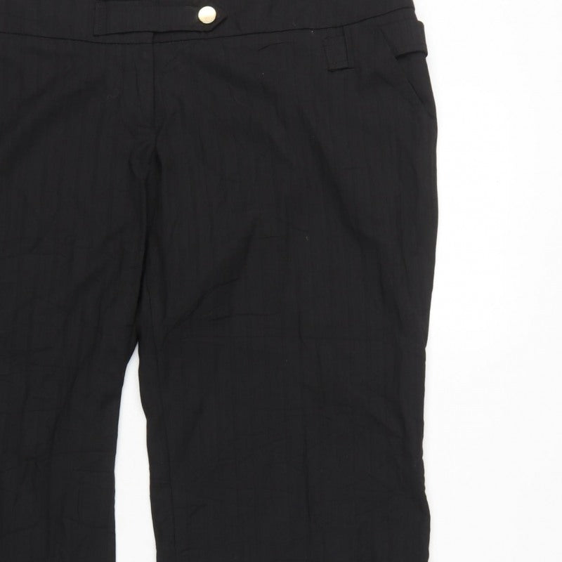River Island Women's Black UK 16 Cropped Trousers Gold Buttons