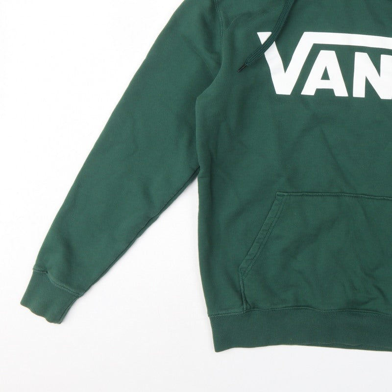 Vans Men’s Green Small Logo Graphic Pullover Hoodie Kangaroo Pocket