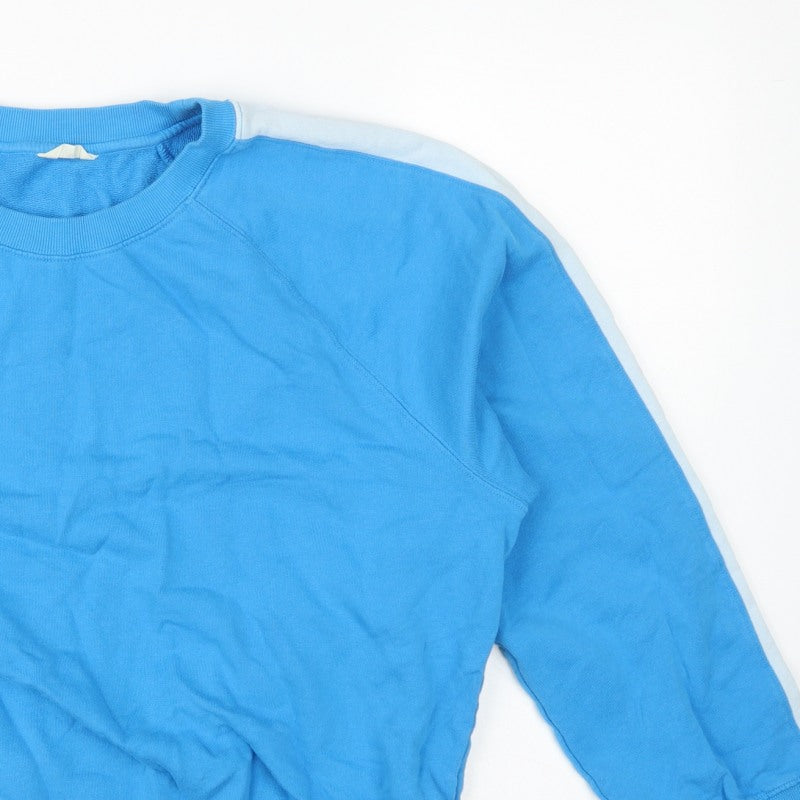 Hush Women’s Blue L Colourblock Raglan Cotton Pullover Sweatshirt