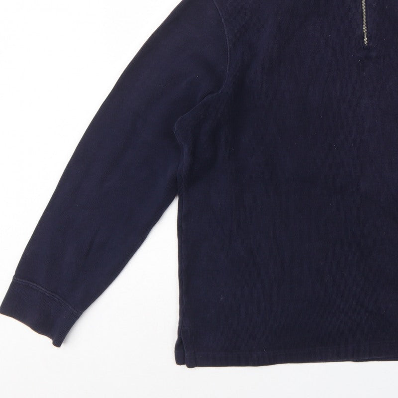 Polo Ralph Lauren Men's Navy L Quarter Zip Cotton Sweatshirt Logo