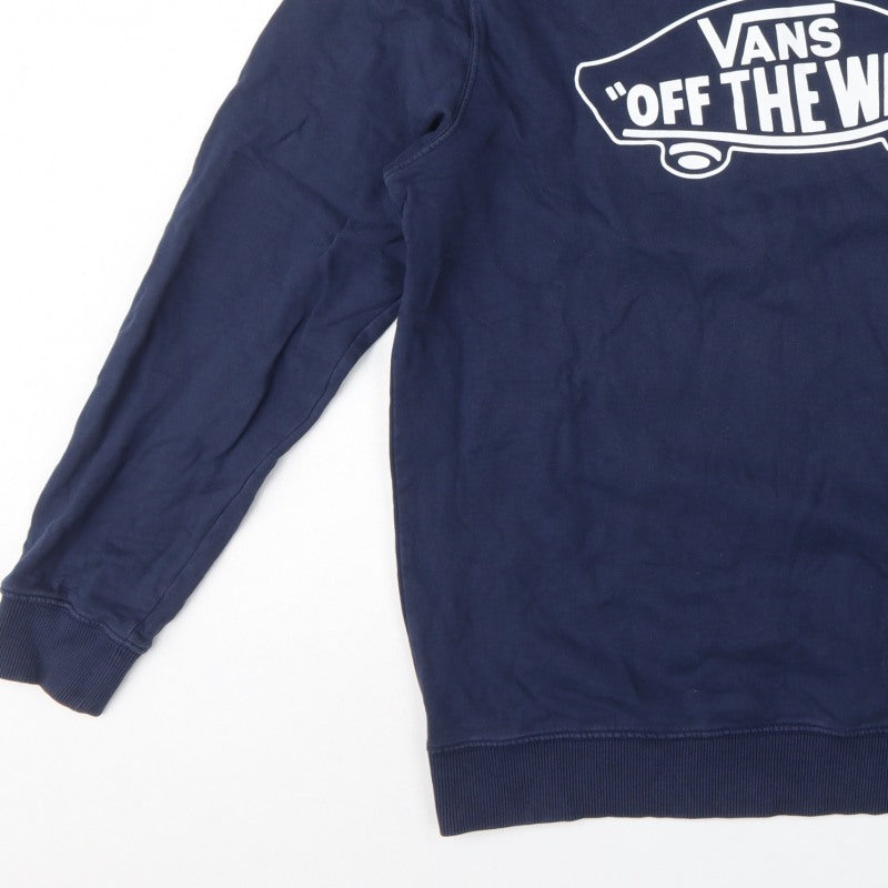 Vans Men's Blue Large Pullover Sweatshirt Off The Wall Logo