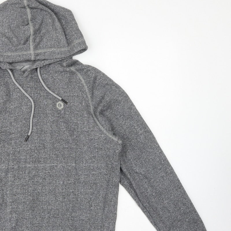 Jack & Jones Men Grey S Pullover Hoodie Logo Drawstring