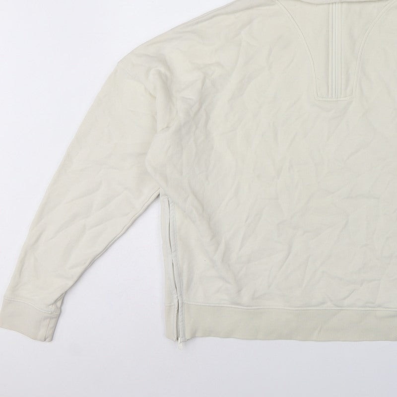 Marks & Spencer Women Ivory UK 16 1/4 Zip Hooded Pullover Sweatshirt