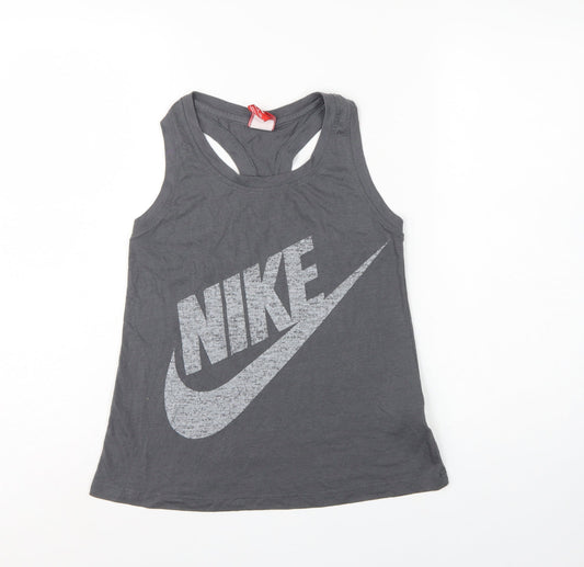 Nike Women Grey XS Racerback Logo Tank Top Gym Training
