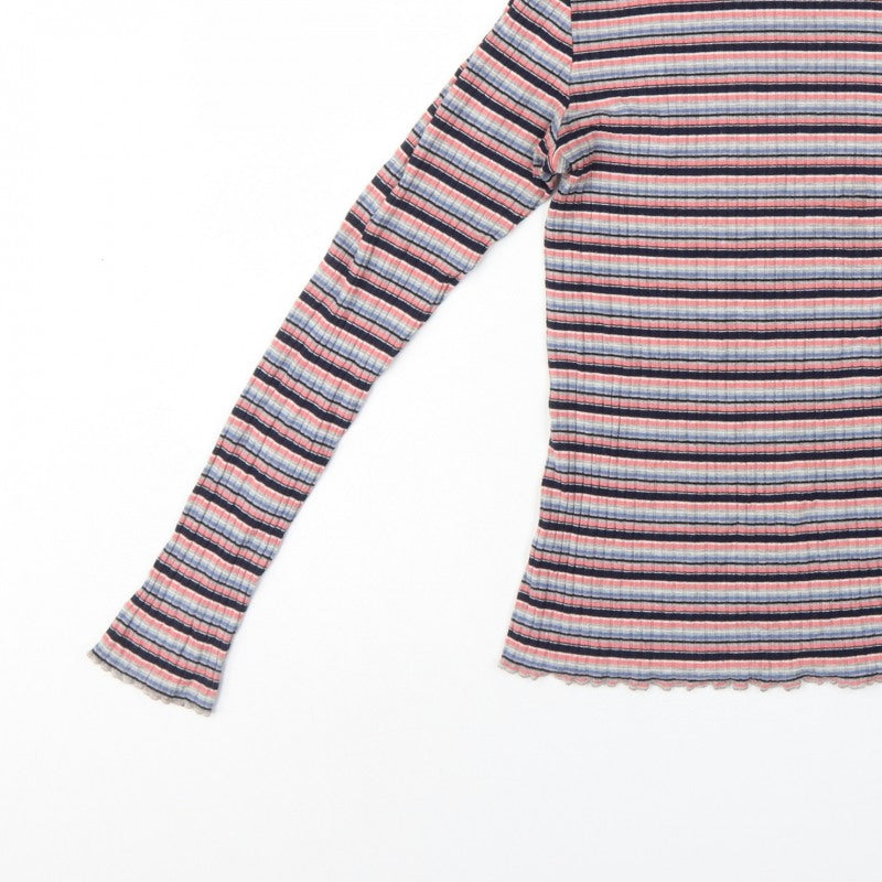 Warehouse Women’s Multicoloured Striped Roll Neck Top UK 12 Slim