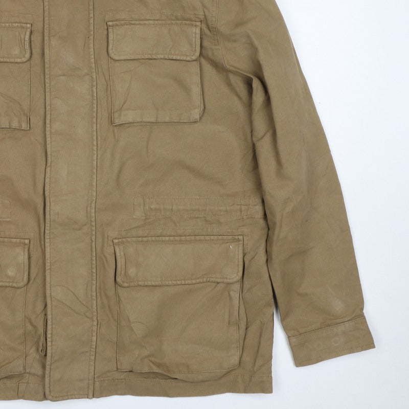 M&S Men’s Beige XL Military Field Jacket Cotton Multi Pocket