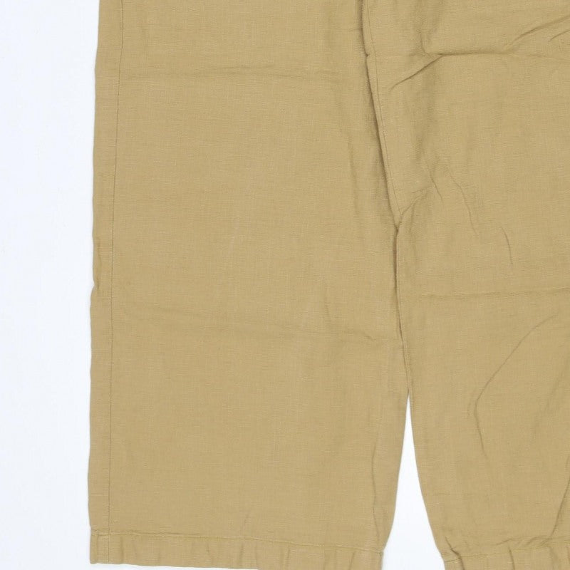 Marks and Spencer Women’s Beige Linen Blend Trousers UK 18 Regular