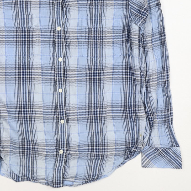 GAP Women’s Blue Plaid Slim Fit Cotton Button-Up Shirt Size S