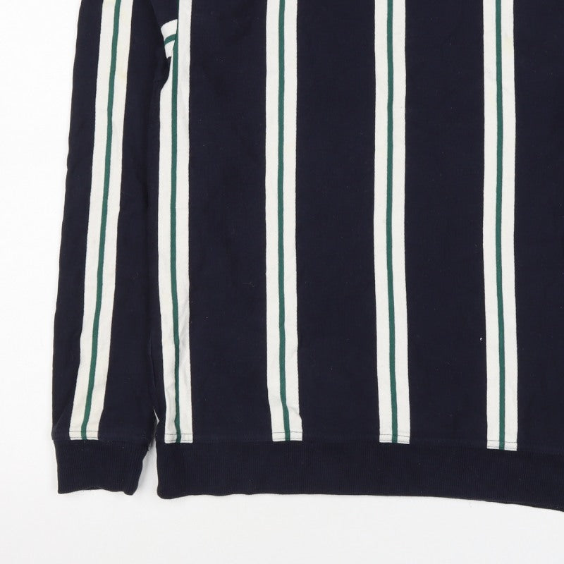 Outfitters Men's Blue Green Striped M Crew Neck Pullover Sweatshirt
