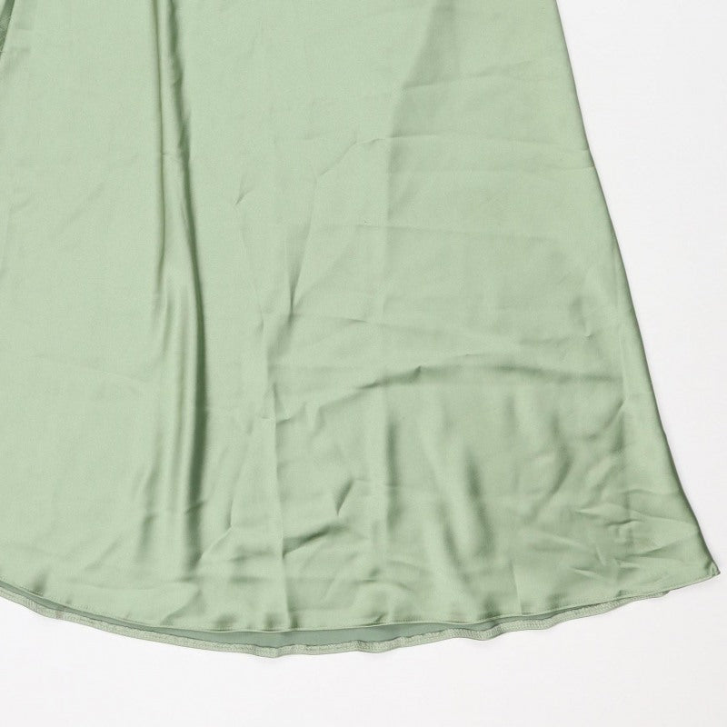 Oasis Women Green UK 14 Satin Asymmetric Wrap Midi Skirt