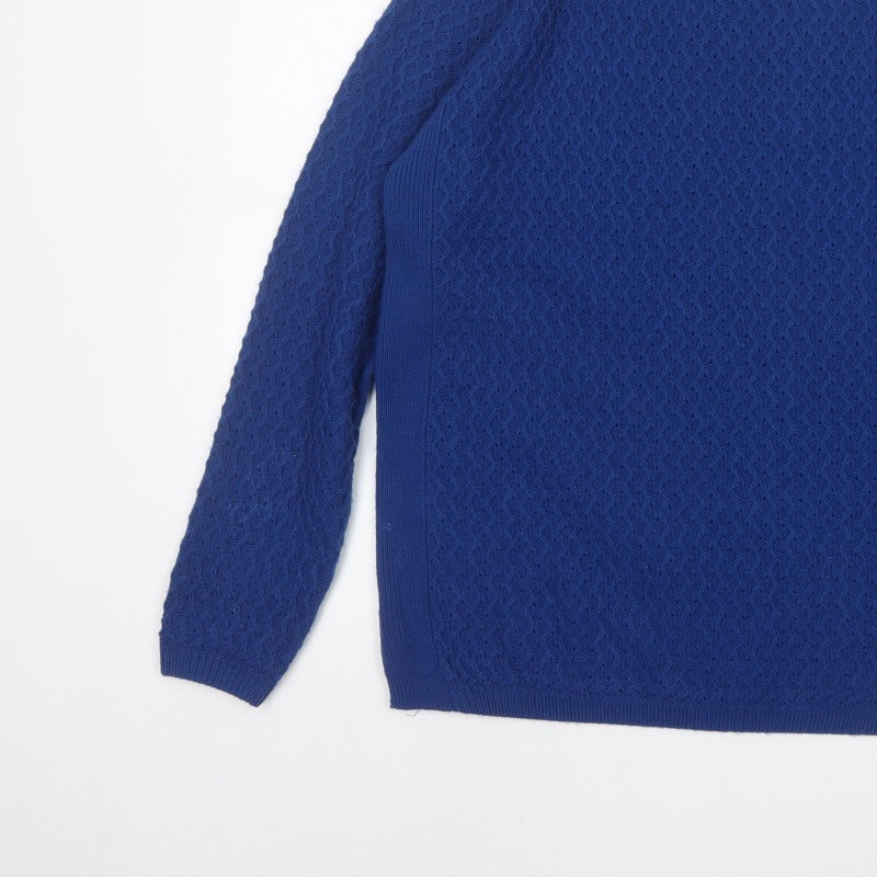 Isle Women’s Blue UK 18 Cable Knit Crew Neck Pullover Jumper