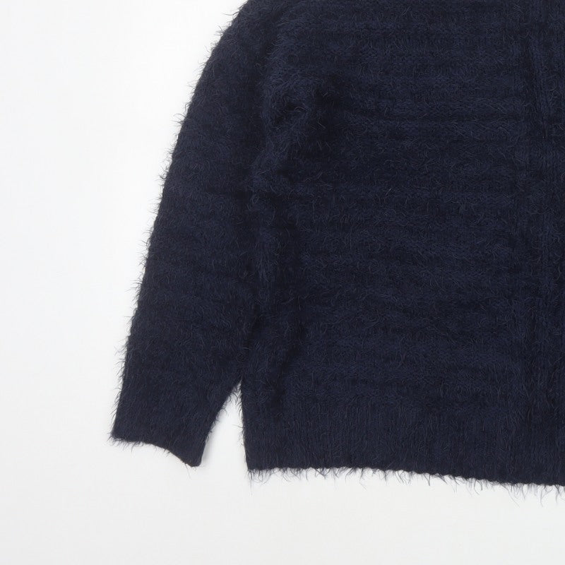M&S Collection Women’s Blue S Roll Neck Fluffy Knit Pullover Jumper
