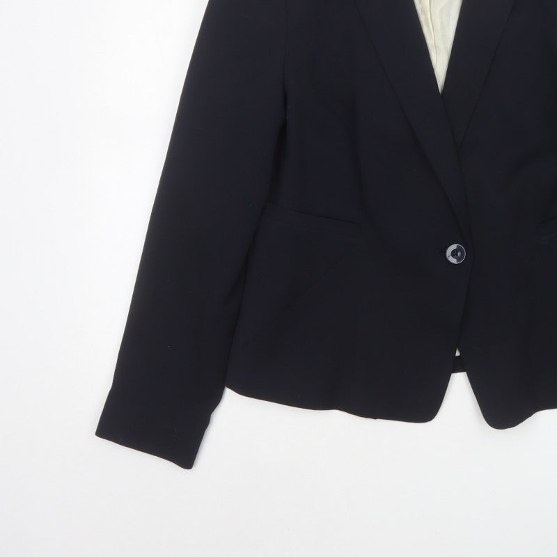 Marks and Spencer Women Black UK 14 Tailored Single-Breasted Blazer