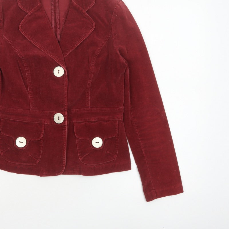 B.Moss Women’s Red Corduroy Blazer UK 8 Short Tailored Jacket