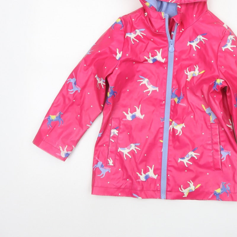 Joules Girls Pink Unicorn Hooded Rain Jacket Age 6 Years 116cm