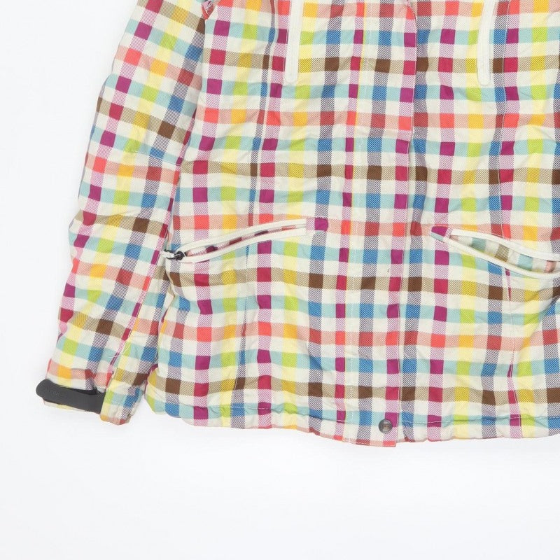 Falcon Women Multicoloured S Plaid Hooded Ski Jacket