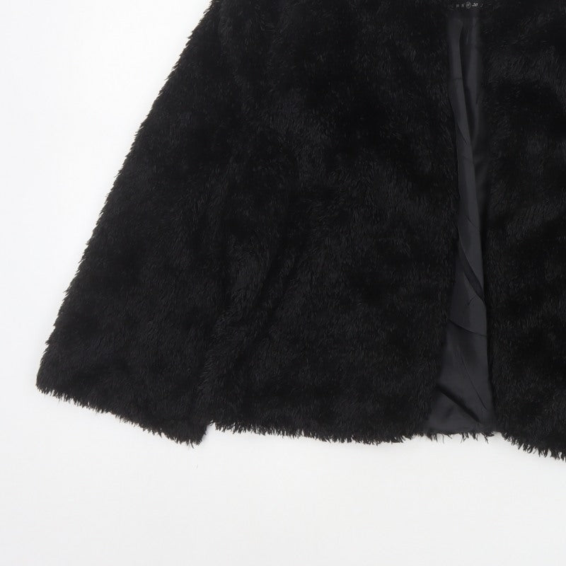 Next Women’s Black Faux Fur Short Open Jacket UK 18 Winter