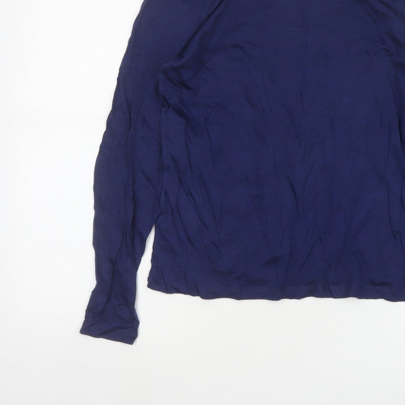 L.K.Bennett Women Blue M Lyocell Wool Jersey Long Sleeve Basic Top