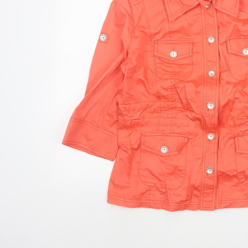 Bonita Women Orange UK 12 Basic Jacket Button-Up Collared Utility
