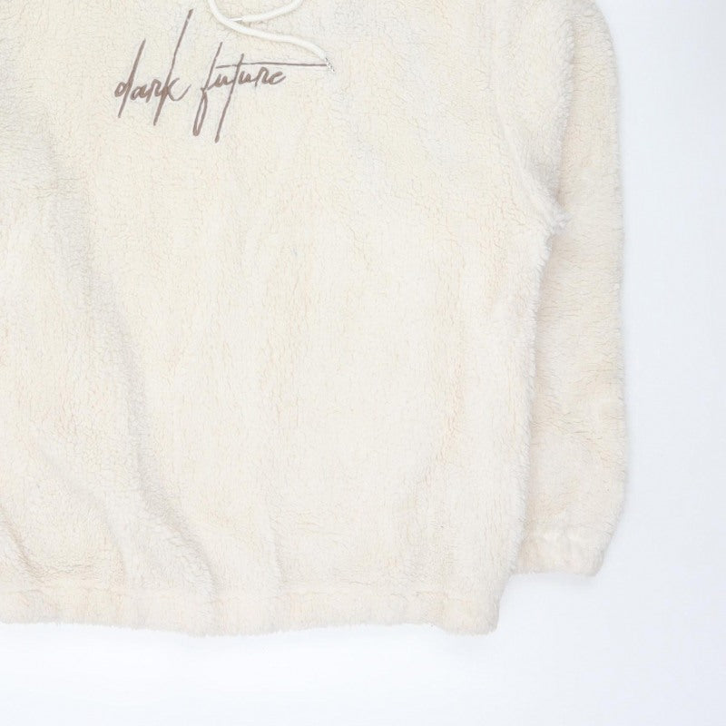 ASOS DESIGN Men’s Ivory M Teddy Fleece Graphic Pullover Hoodie