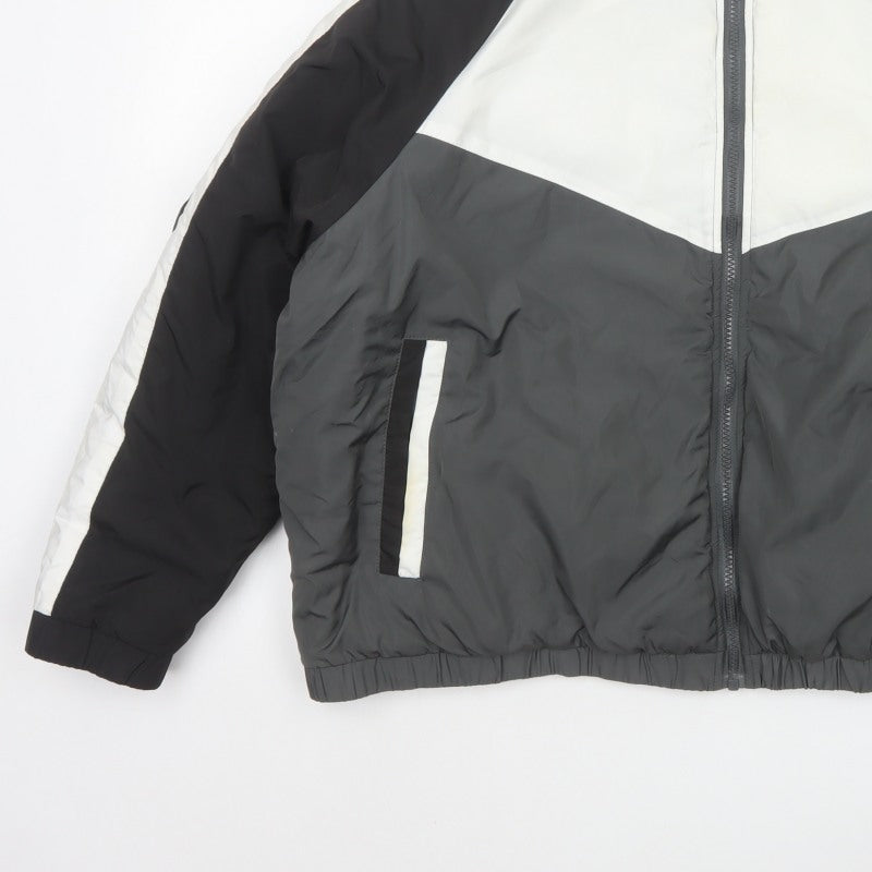 Threadbare Women’s Multicoloured Puffer Jacket UK 20 Grey Black White