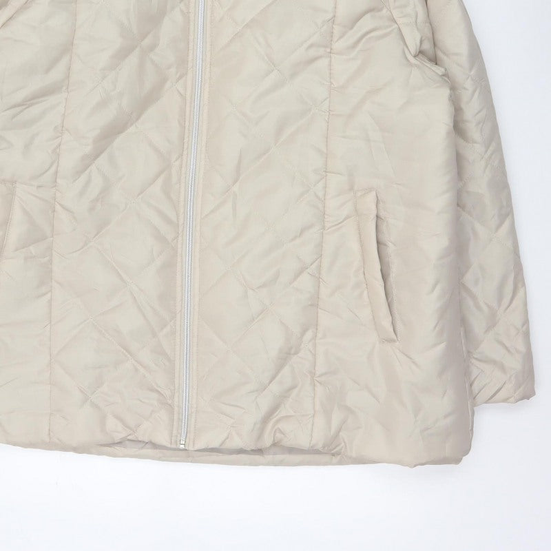 Anne de Lançay Women’s Beige XL Hooded Faux Fur Puffer Jacket