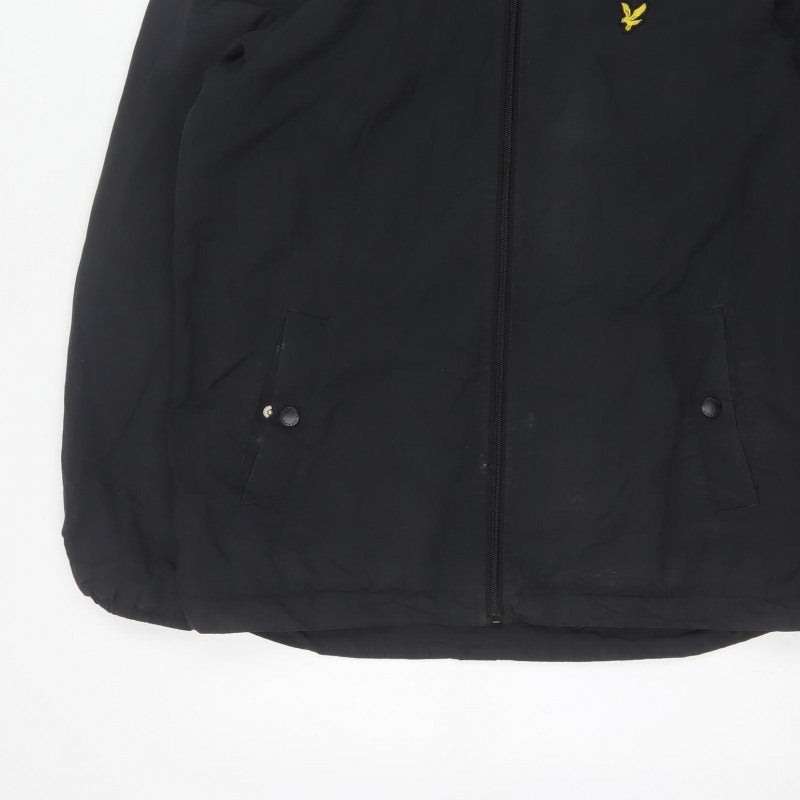 Lyle & Scott Men's Black M Hooded Nylon Jacket Logo Full Zip