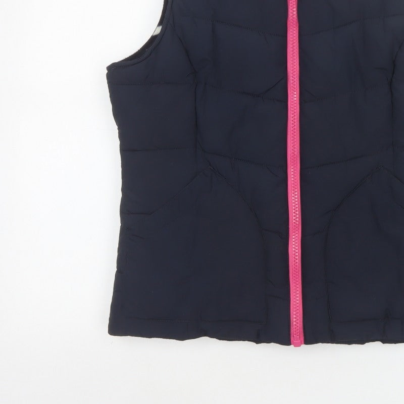 Joules Women Blue UK 10 Puffer Bodywarmer Quilted Zip Waistcoat