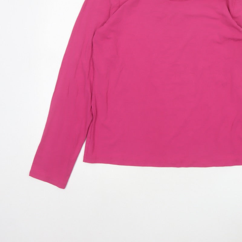 Lands' End Women Pink UK 12 Basic Scoop Neck Long Sleeve Top