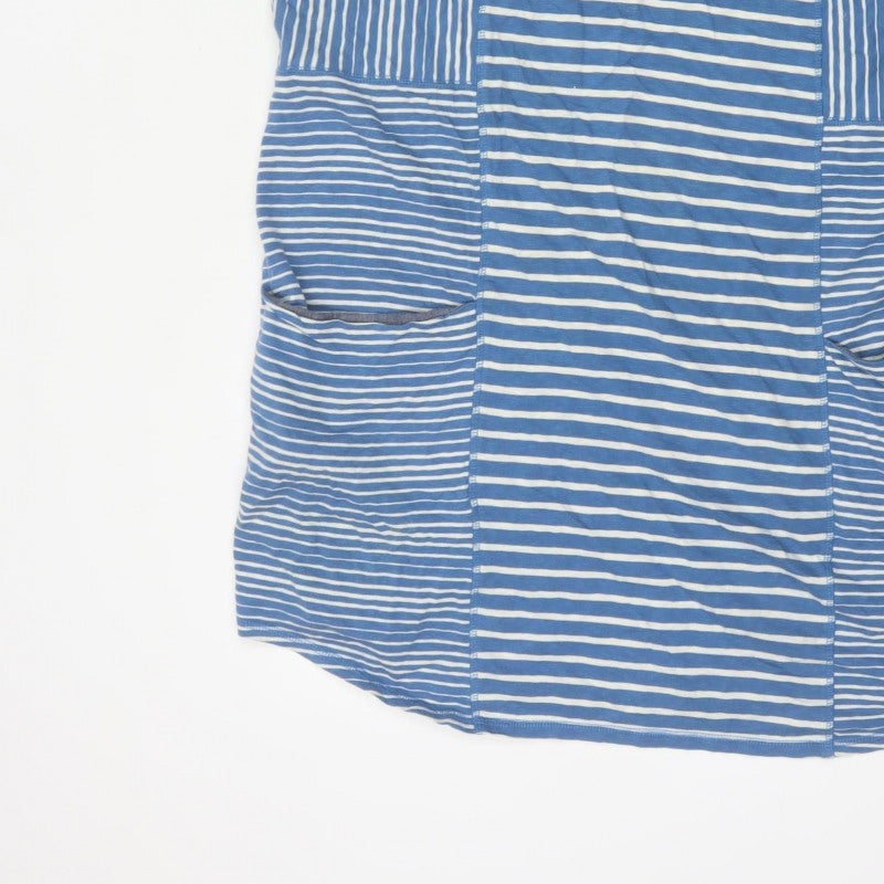 White Stuff Women Blue Stripe Cotton Tunic T-Shirt UK 18 Pockets