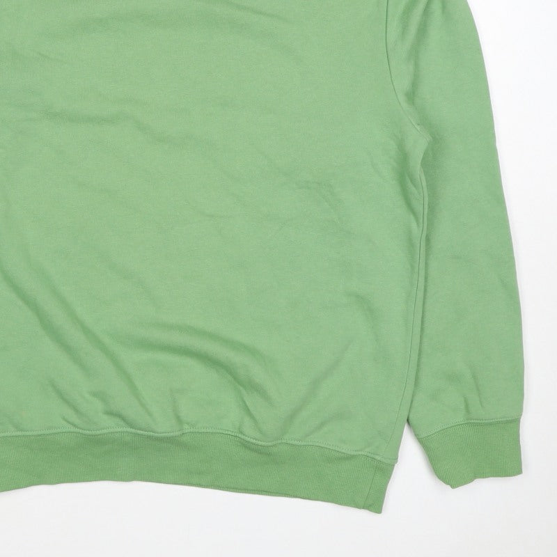 H&M Women's Green S Crew Neck Cotton Blend Pullover Sweatshirt