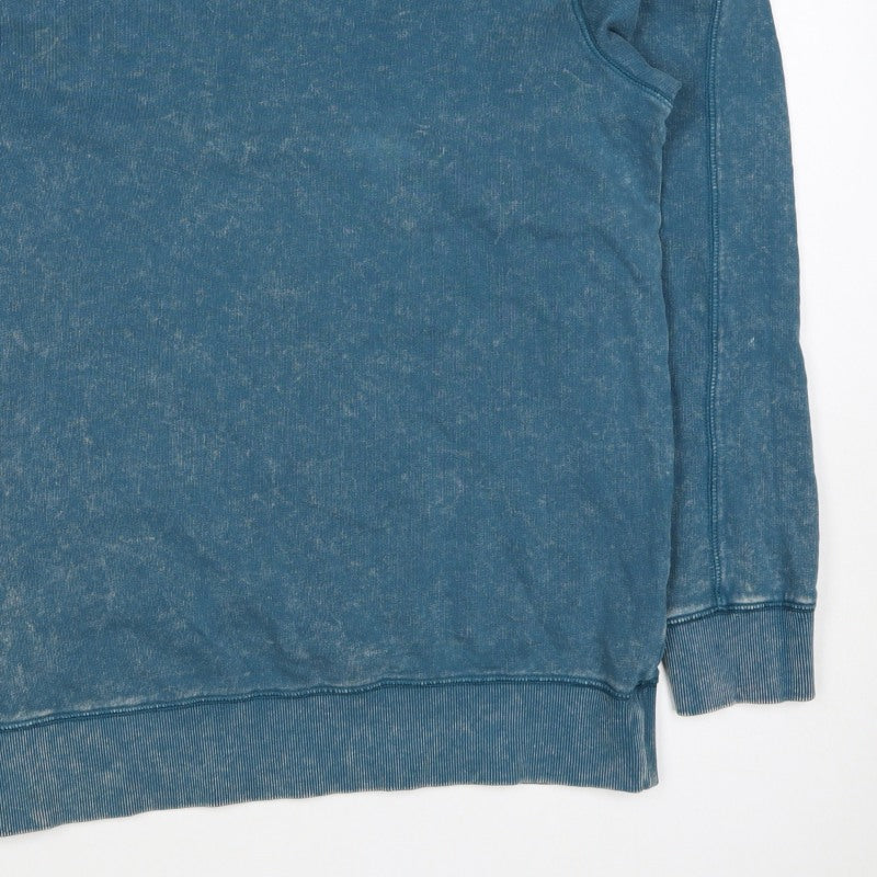 Next Men’s Blue Acid Wash Crew Neck Sweatshirt Size S Cotton