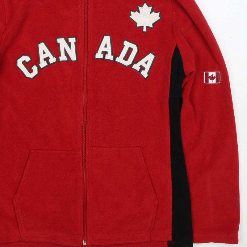 Classic Canada Men’s Red S Fleece Hooded Full Zip Jacket