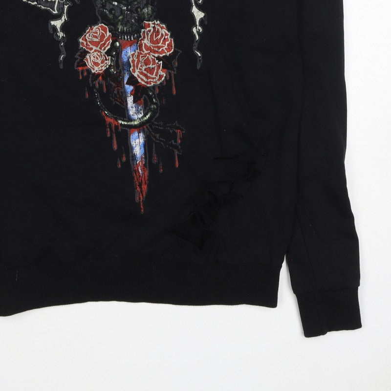 Guns N’ Roses Women’s Black UK 10 Pullover Skull Graphic Sweatshirt