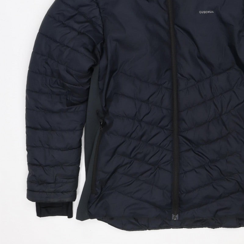 Quechua Boys Navy 14-15 Years Hooded Puffer Hiking Jacket